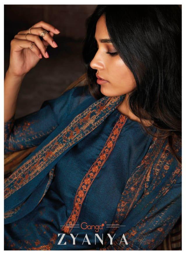 Ganga Fashion Zyanya Pure Habutai Silk With Embroidery And S...