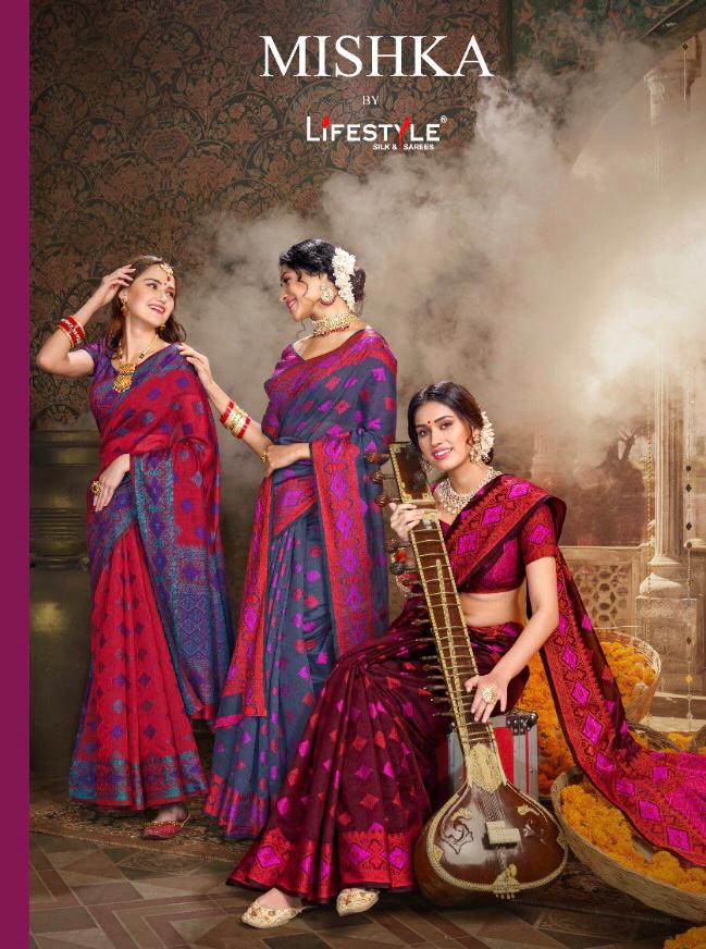 Lifestyle Sarees Mishka Fancy Chanderi Butta Casual Wear Sar...