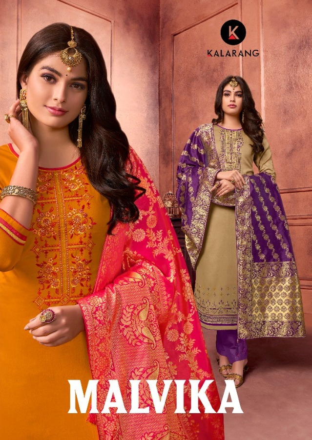 Kalarang Malvika Jam Silk Cotton With Embroidery And Swarovs...