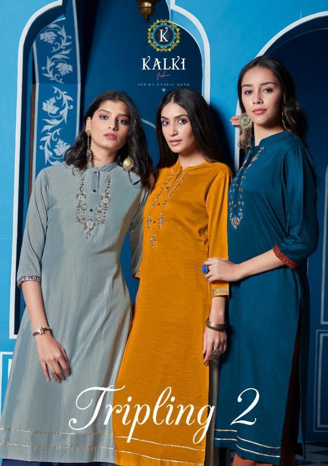 Kalki Fashion Tripling Vol 2 Pure Chanderi Cotton With Work ...