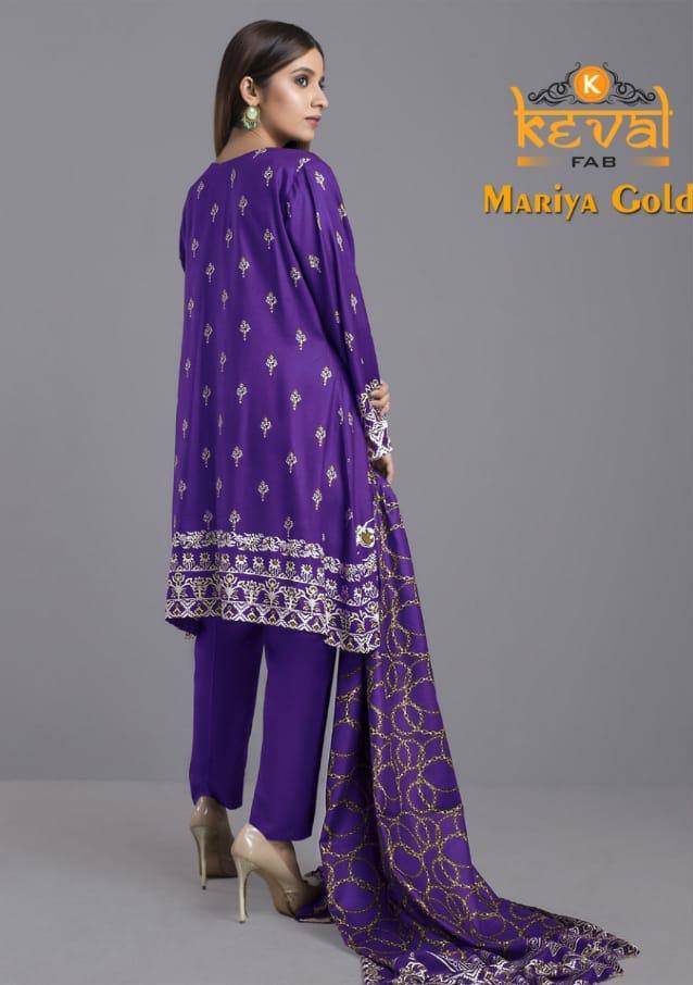 Keval Fab Mariya Gold Pure Lawn Printed Regular Wear Pakista...