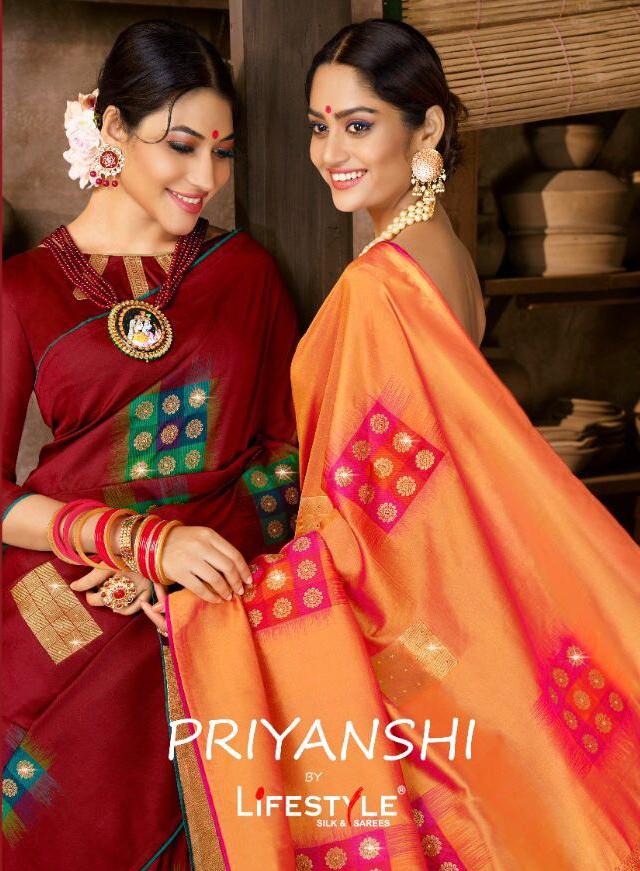 Lifestyle Sarees Priyanshi Fancy Multi Color Butta With Swar...
