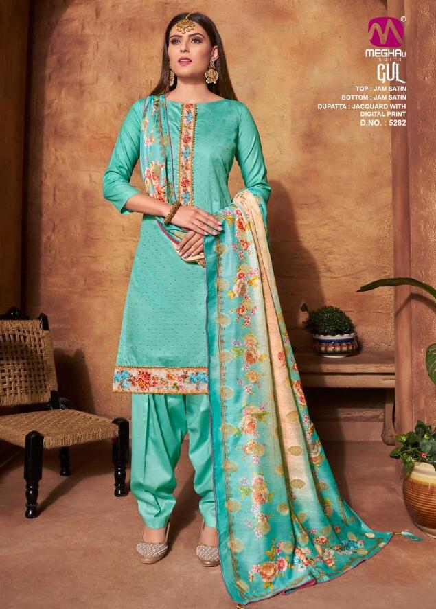 Meghali Suits Gul Jam Satin With Embroidery Work Dress Mater...