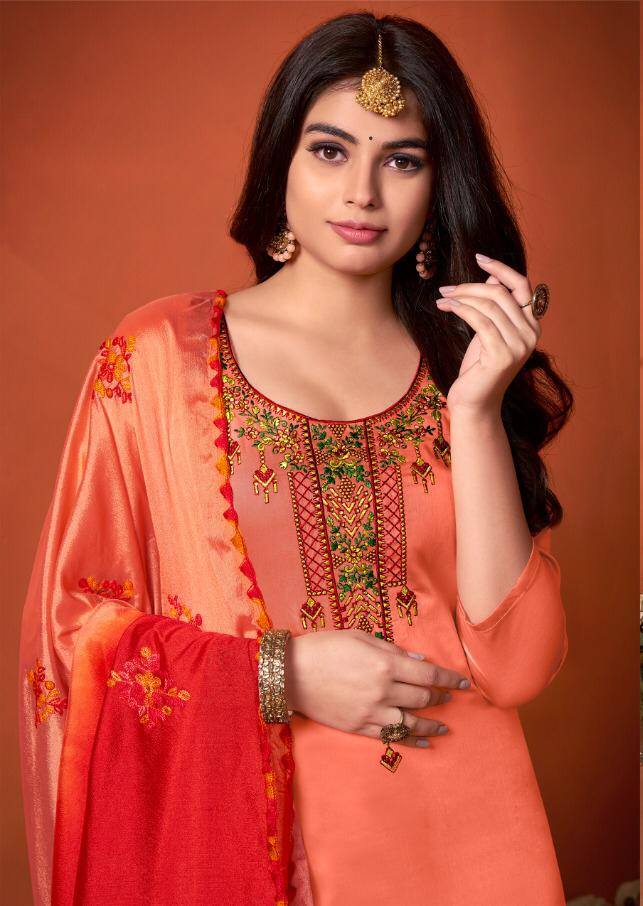 Meghali Suits Mayra Jam Satin With Embroidery Work Party Wea...