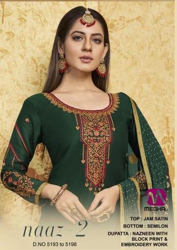 Meghali Suits Naaz Vol 2 Jam Satin With Embroidery Work Dres...