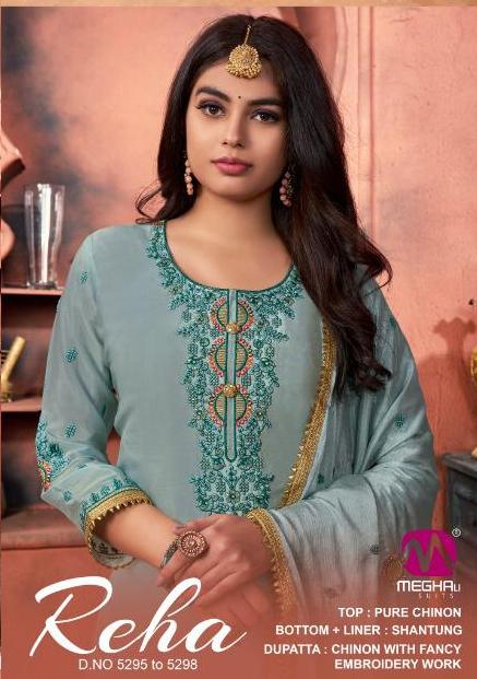 Meghali Suits Reha Pure Chinon Embroidery Work Party Wear Dr...