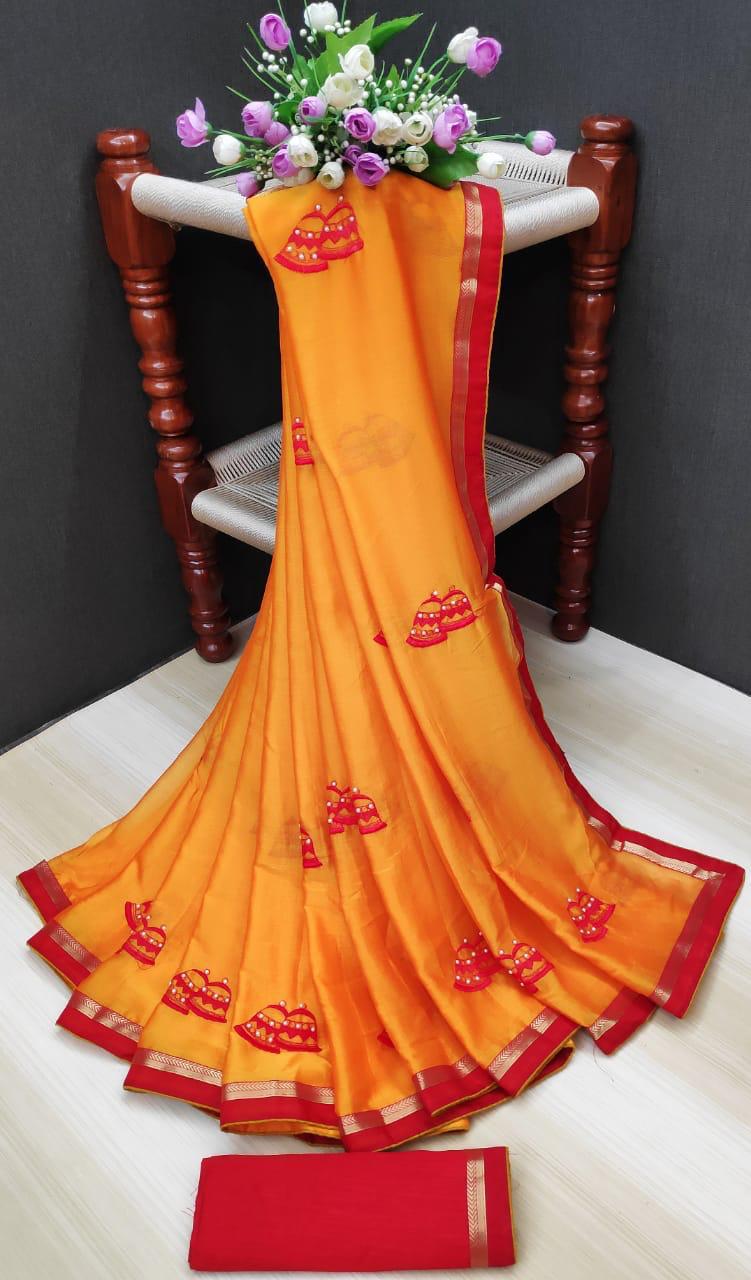 Non Catalog Chiffon Silk With Embroidery Work Sarees Collect...
