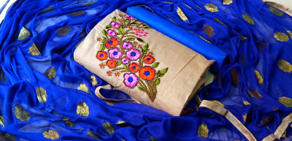 Non Catalog Heavy Cotton With Khatli Embroidery Work Dress M...