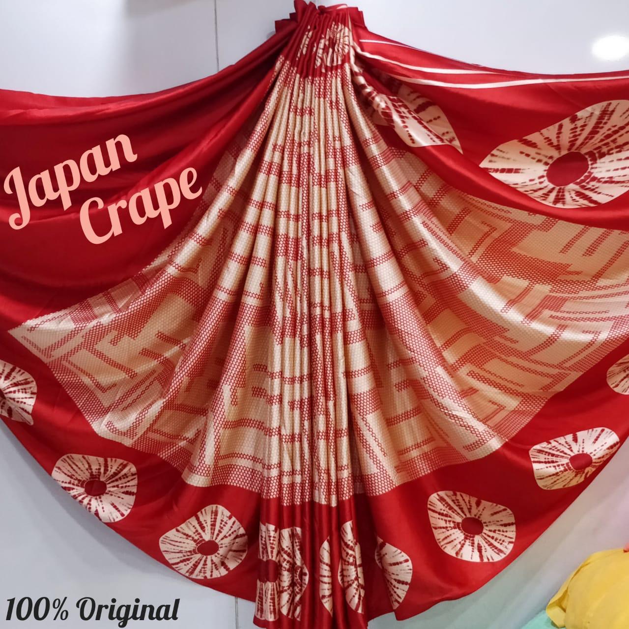 Non Catalog Regular Wear Printed Japan Crepe Sarees Collecti...