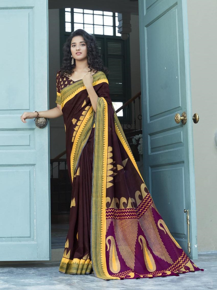 Office Wear Special Printed Cotton Formal Wear Sarees Collec...