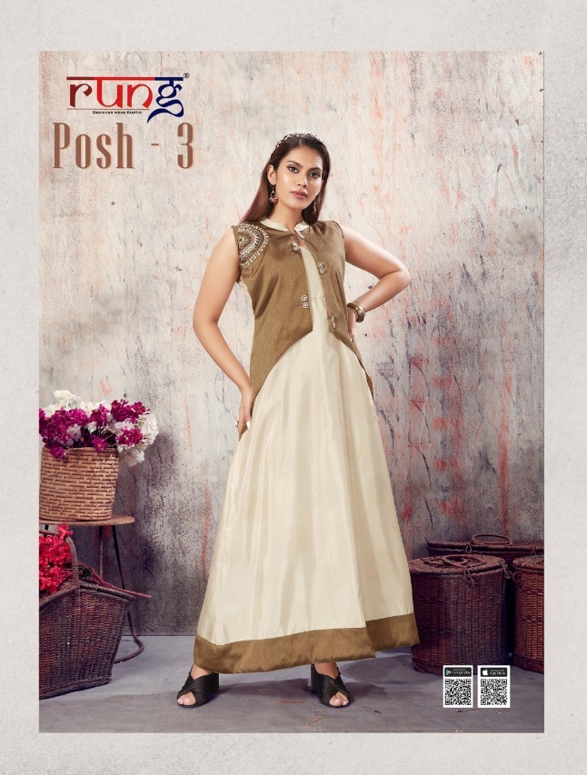 Rung Kurtis Posh Vol 3 Fancy With Embroidery Work Long Gown ...