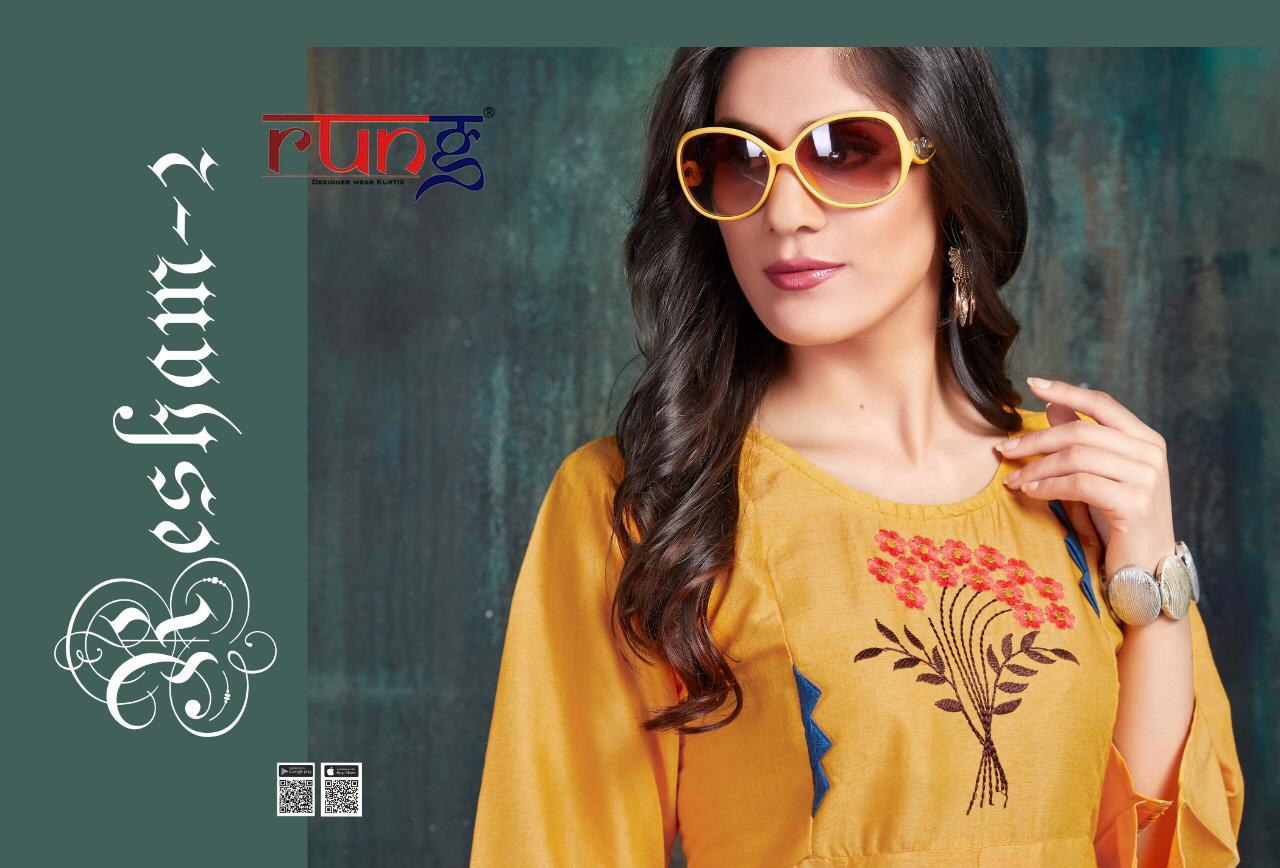 Rung Kurtis Resham Vol 2 Heavy Two-tone Rayon With Embroider...