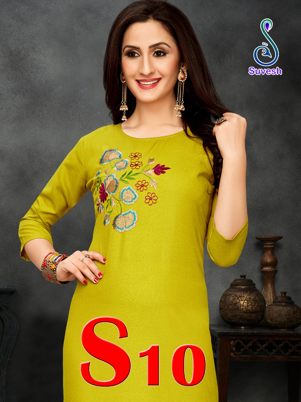 Suvesh S10 Cotton With Embroidery Work Regular Wear Readymad...