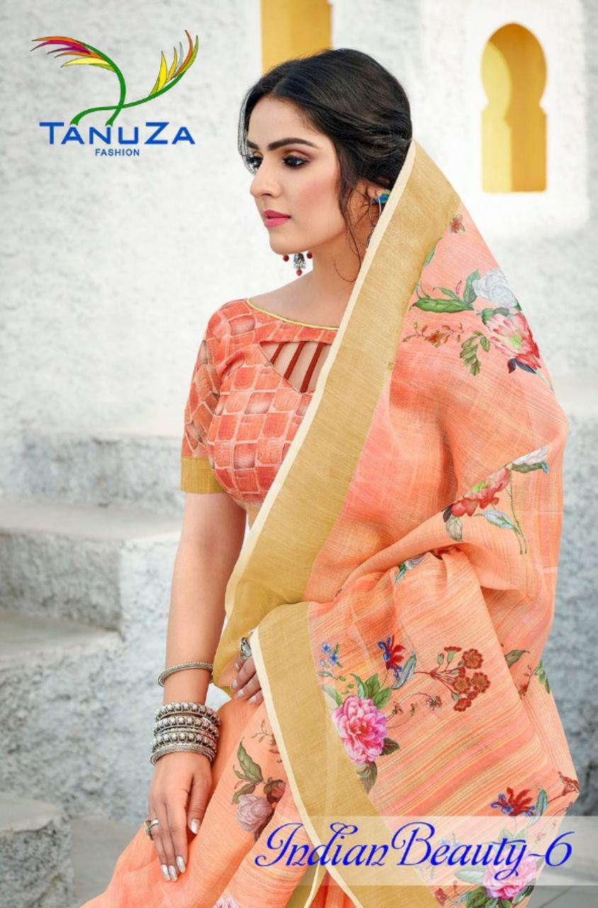 Tanuza Fashion Indian Beauty Vol 6 Linen Digital Printed Reg...
