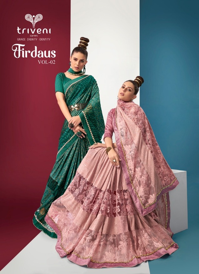 Triveni Sarees Firdaus Vol 2 Fancy Party Wear Sarees Collect...