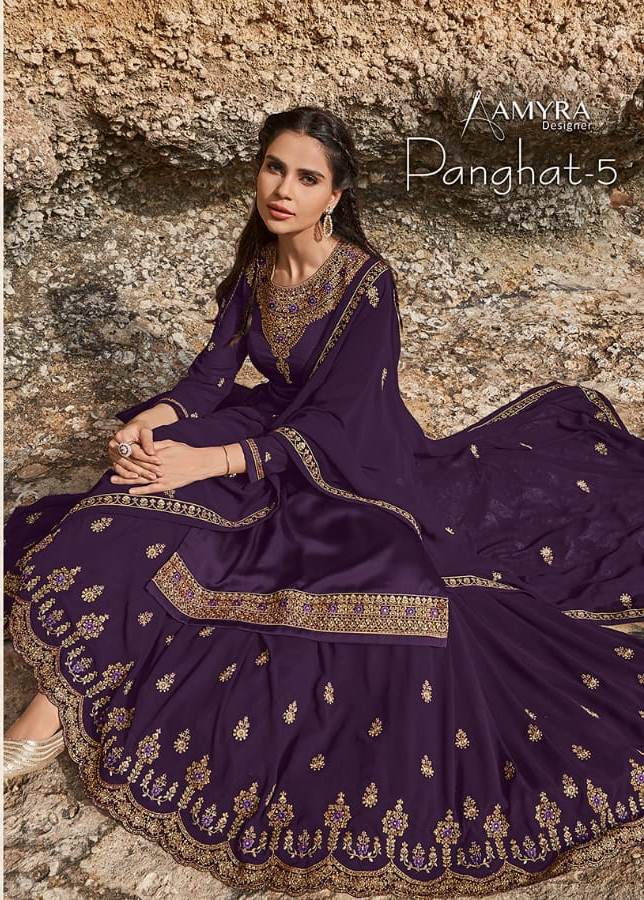 Amyra Designer Panghat Vol 5 Georgette Satin With Embroidery...