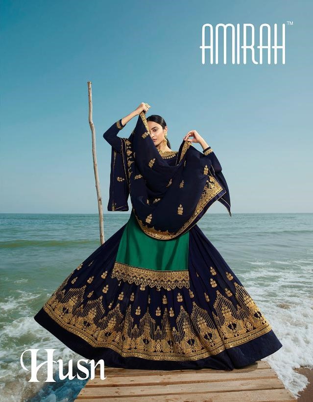 Amirah Fashion Husn Designer Satin Georgette With Embroidery...