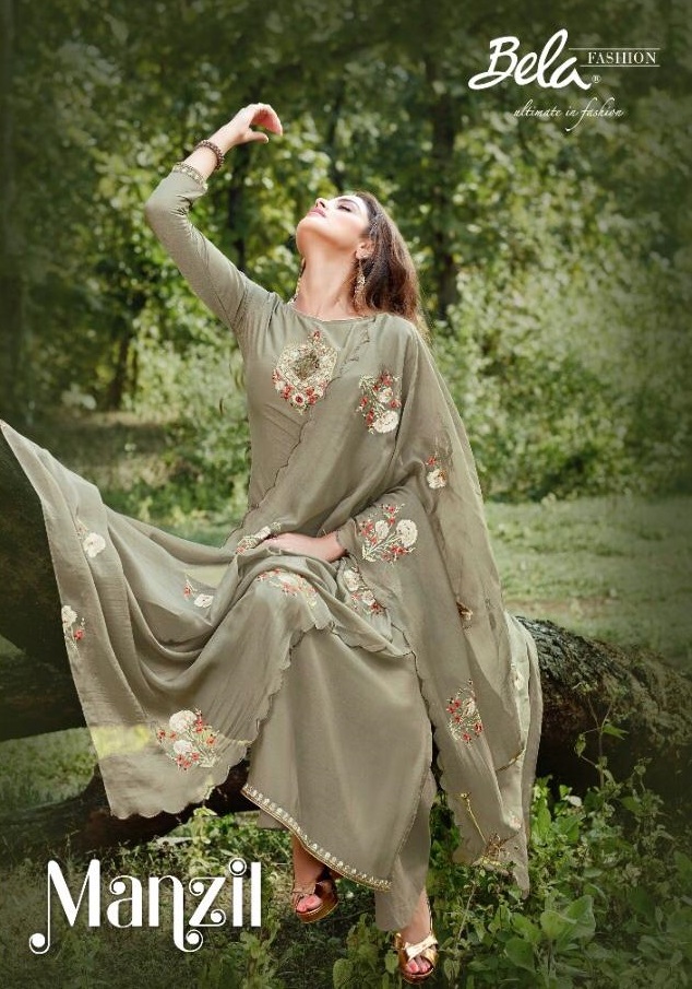 Bela Fashion Manzil Digital Printed Cotton Silk Dress Materi...
