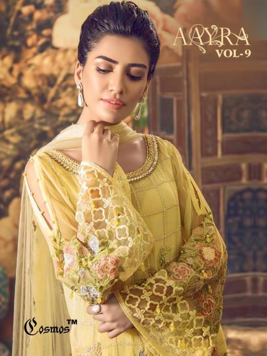 Cosmos Aayra Vol 9 Faux Georgette With Heavy Embroidery Work...