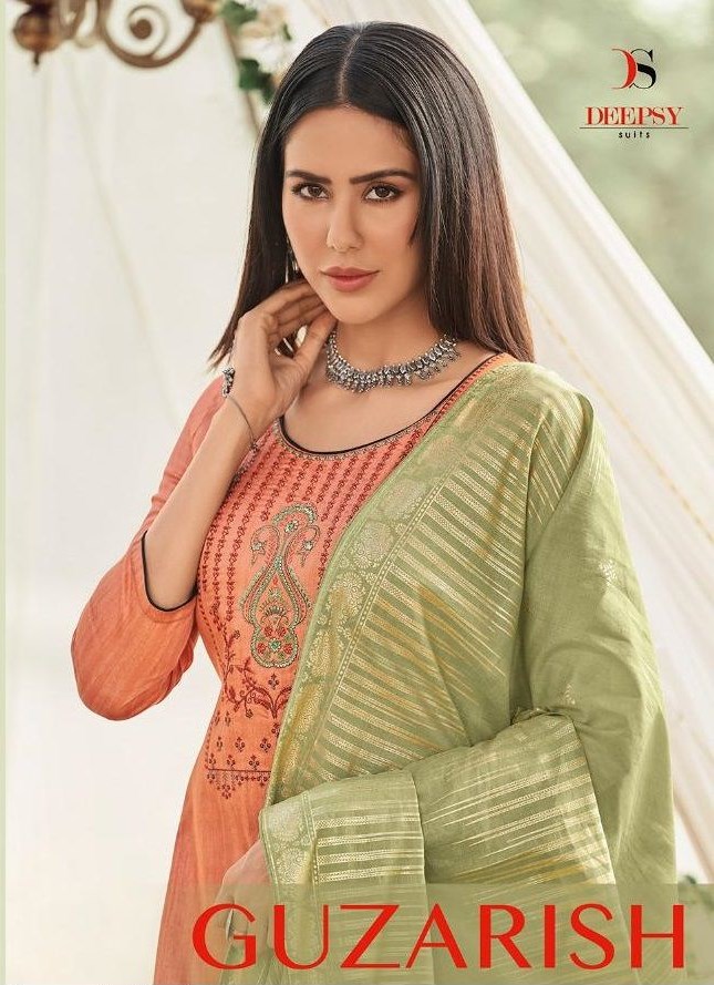 Deepsy Suits Guzarish Jam Cotton Printed With Self Embroider...