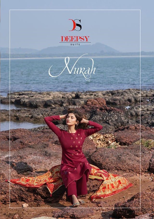 Deepsy Suits Nurah Pure Jam Cotton Printed With Embroidery W...