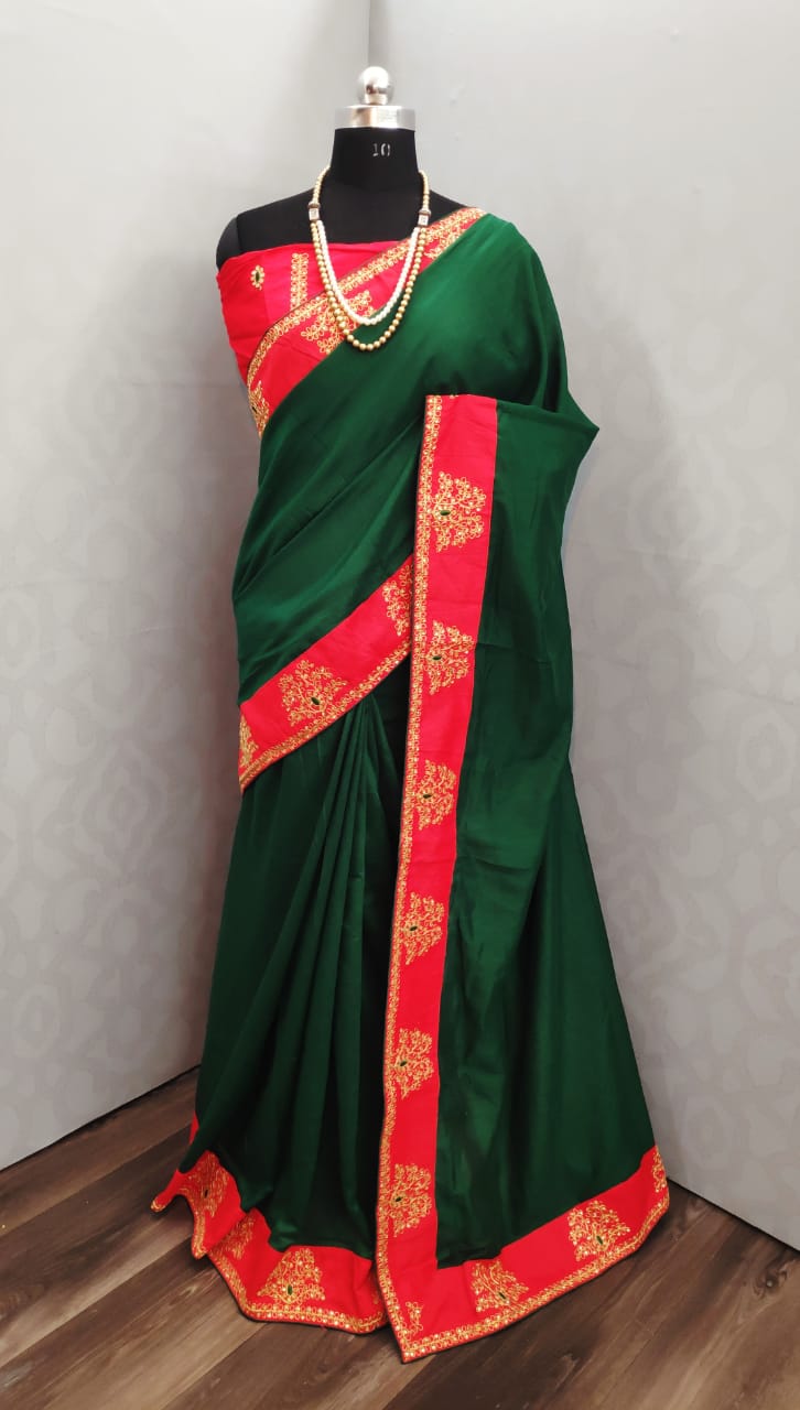 Latest Designer Dola Silk With Embroidered Border Sarees Col...
