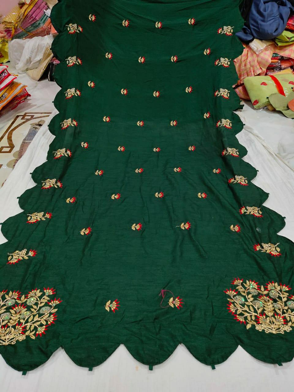 Non Catalog Dola Silk With Embroidery Work Sarees Manufactur...