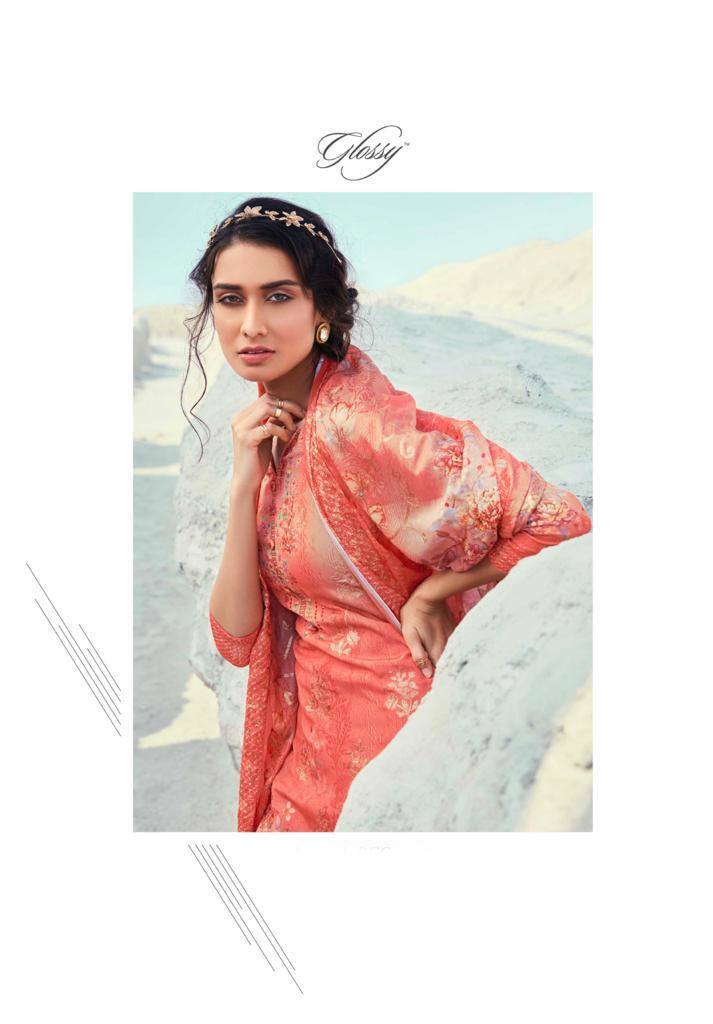 Glossy Aqsa Pure Crepe Digital Print With Sequence Embroider...