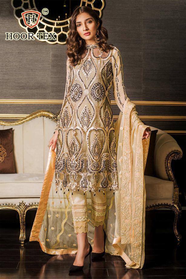 Hoor Tex Nafiya Colour Gold Vol 7 Heavy Net With Embroidery ...