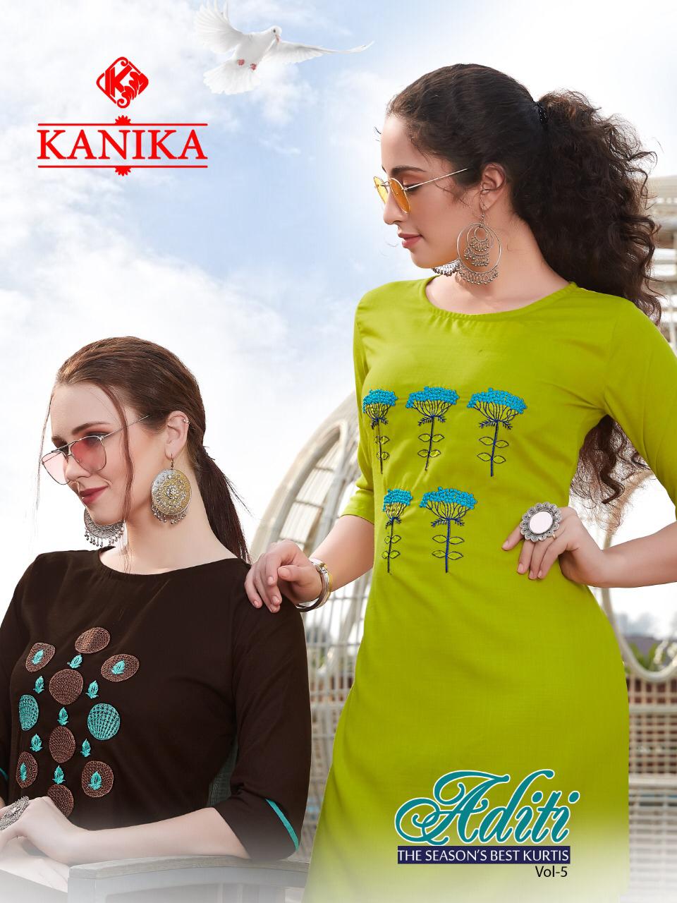 Kanika Aditi Vol 5 Silk With Embroidery Work Readymade Kurti...