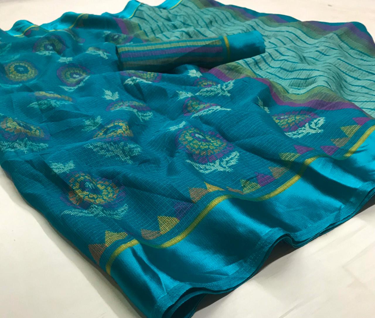Karni Silk Printed Pure Soft Brasso Silk Sarees Collection A...