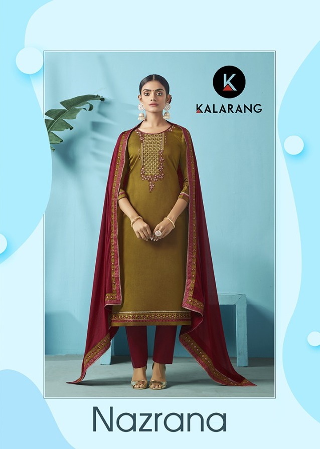 Kessi Fabrics Kalarang Nazrana Jam Silk Cotton With Embroide...