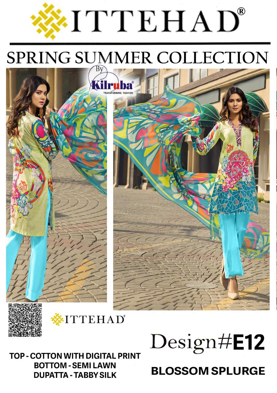 Kilruba Ittehad Cotton Digital Printed Pakistani Dress Mater...