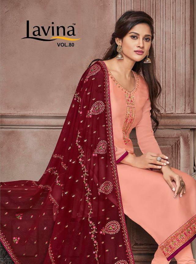 Lavina Suits Lavina Vol 80 Satin Georgette With Embroidery W...