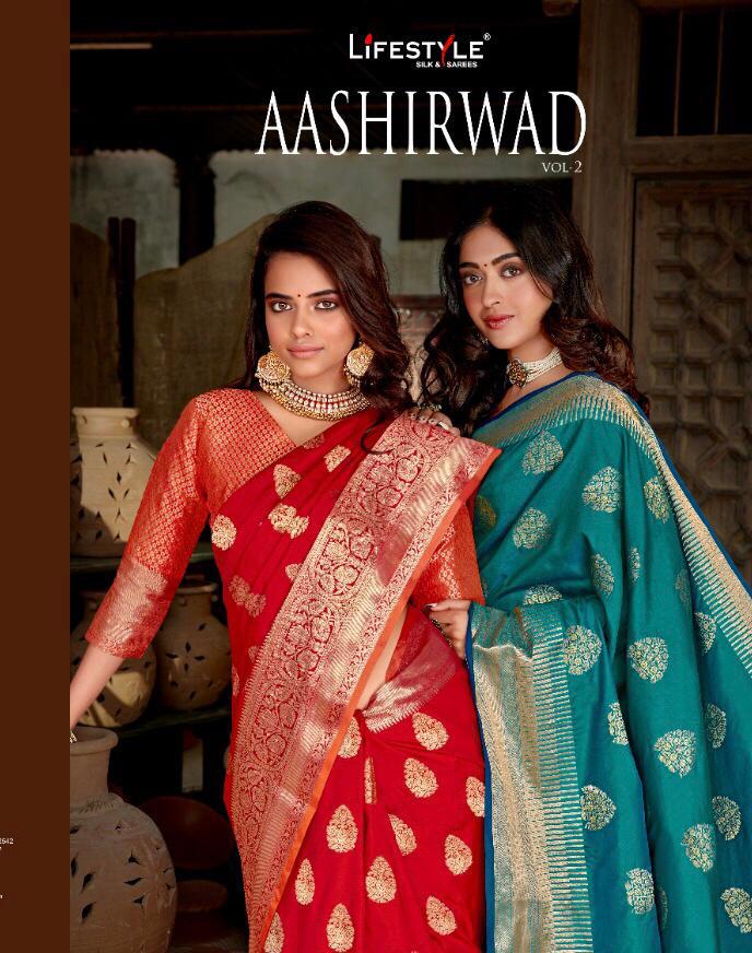 Lifestyle Sarees Aashirwad Vol 2 Weaving Silk Party Wear Sar...