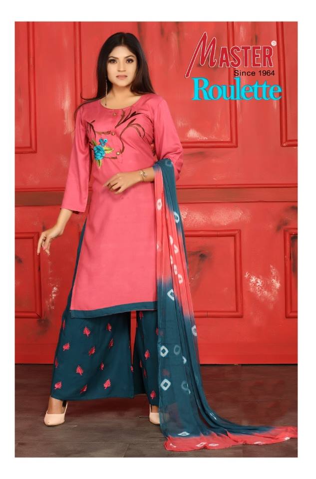 Master Roulette Rayon With Embroidery Work Readymade Salwar ...
