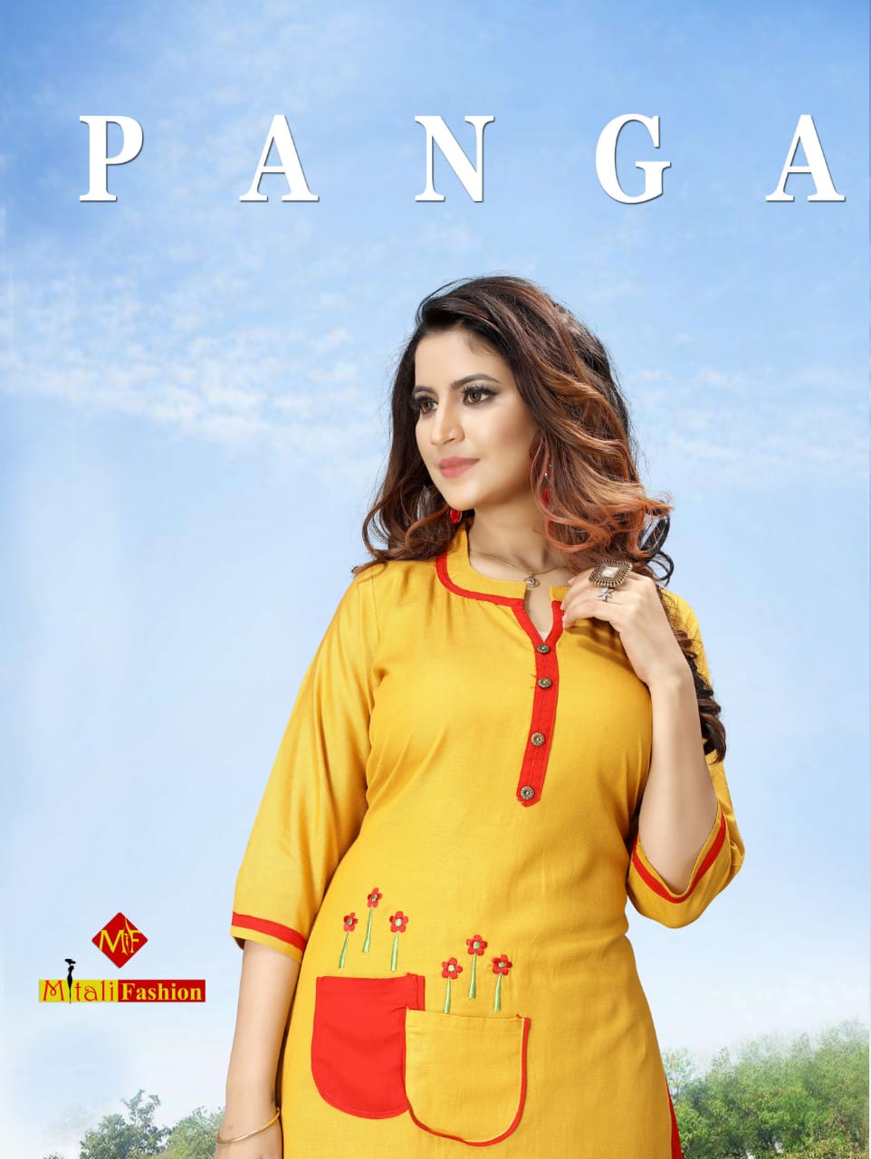 Mitali Fashion Panga Rayon Flax With Work Readymade Kurtis W...