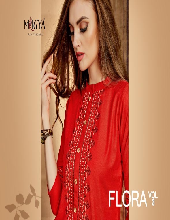 Mrigya Flora Vol 3 Rayon Linen With Embroidery Work Readymad...