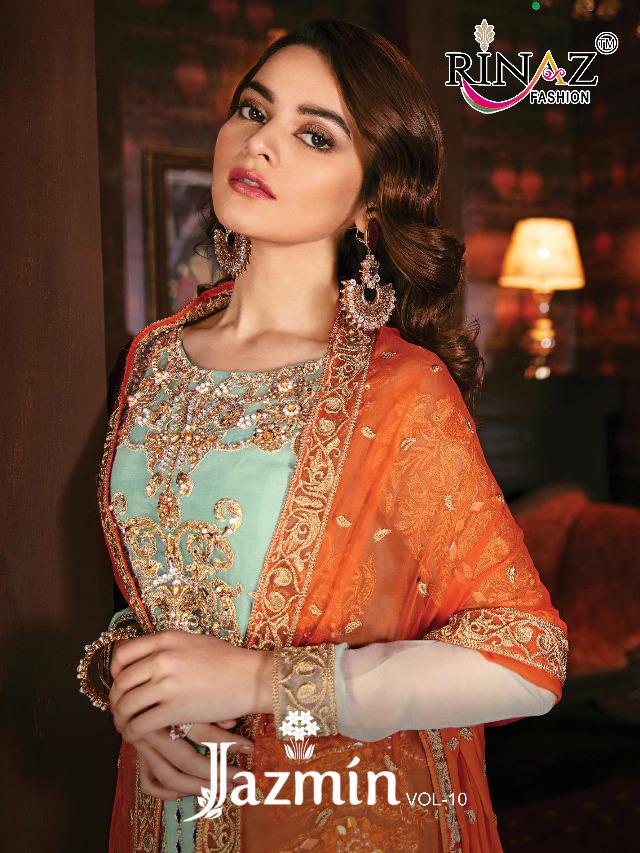 Rinaz Fashion Jazmin Vol 10 Faux Georgette With Heavy Embroi...