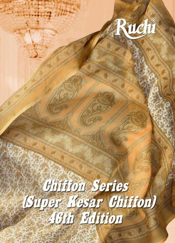 Ruchi Sarees Super Kesar Chiffon Vol 46 Chiffon Printed Regu...