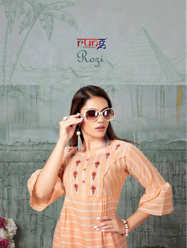 Rung Kurtis Rozi Heavy Dyed Lining Rayon With Embroidery Wor...