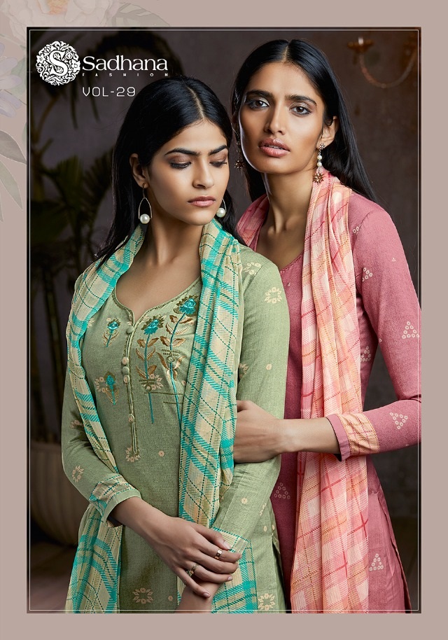 Sadhana Vol 29 Pure Cotton Jam Satin With Fancy Work Dress M...