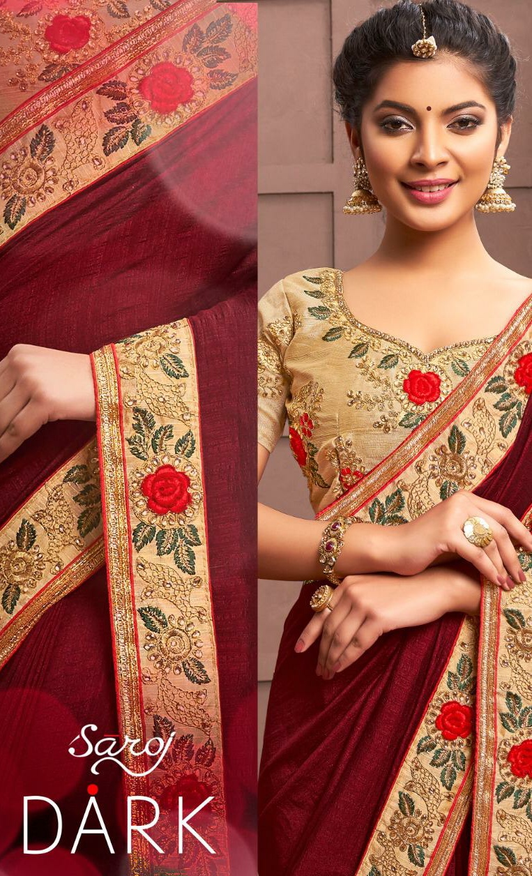 Saroj Sarees Dark And Lovely Vichitra Silk With Heavy Border...