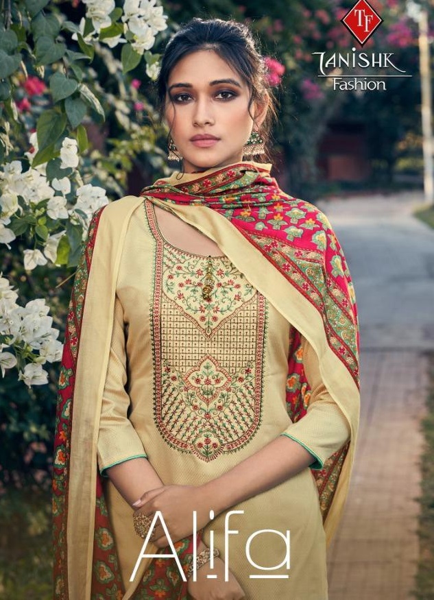 Tanishk Fashion Alifa Pure Jam With Embroidery Work Dress Ma...