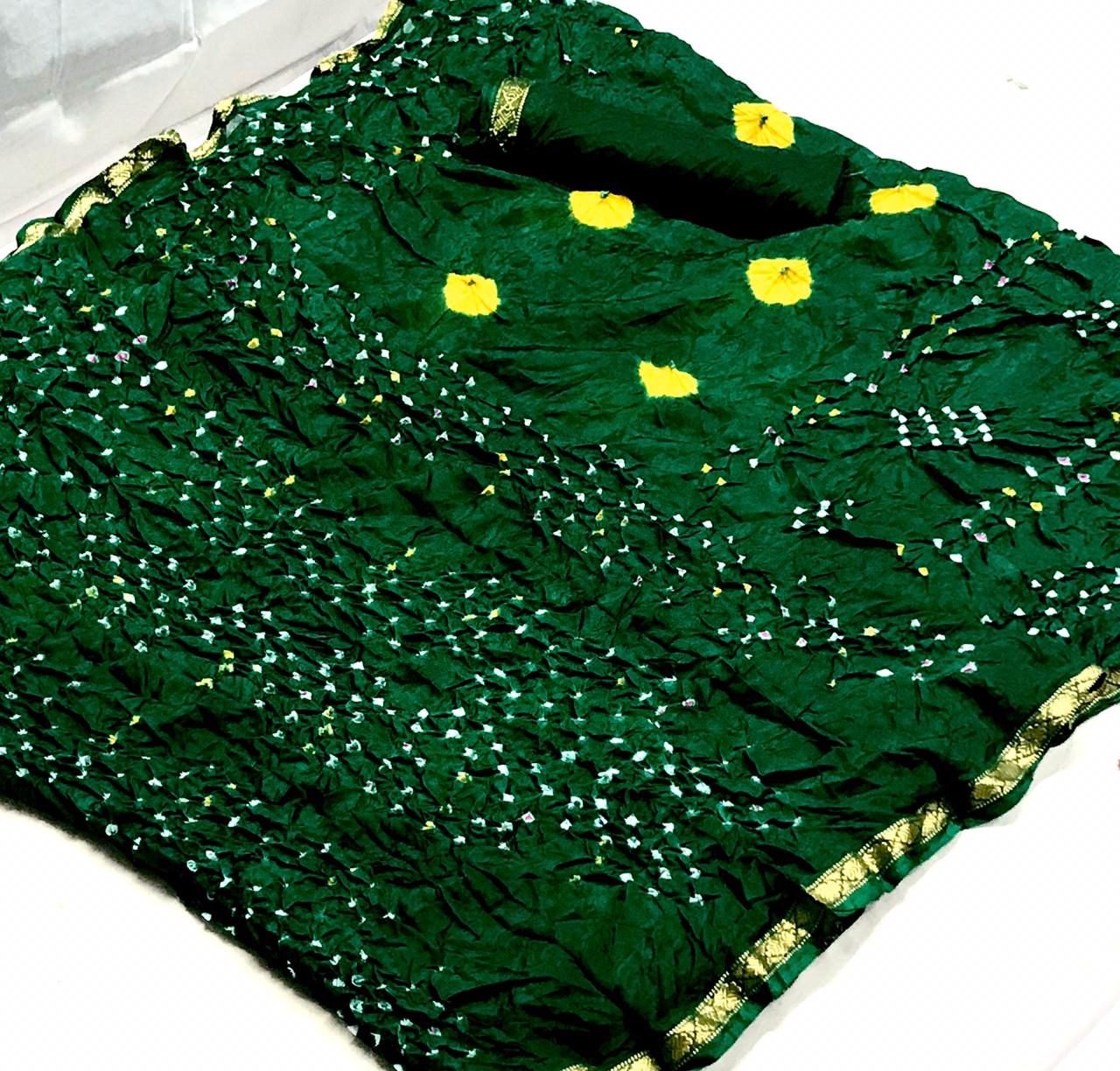 Latest Designer Bandhani Printed Traditional Silk With Weavi...