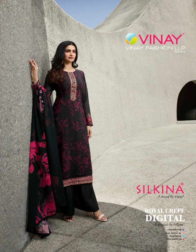 Vinay Fashion Silkina Royal Crepe Digital Designer Digital P...