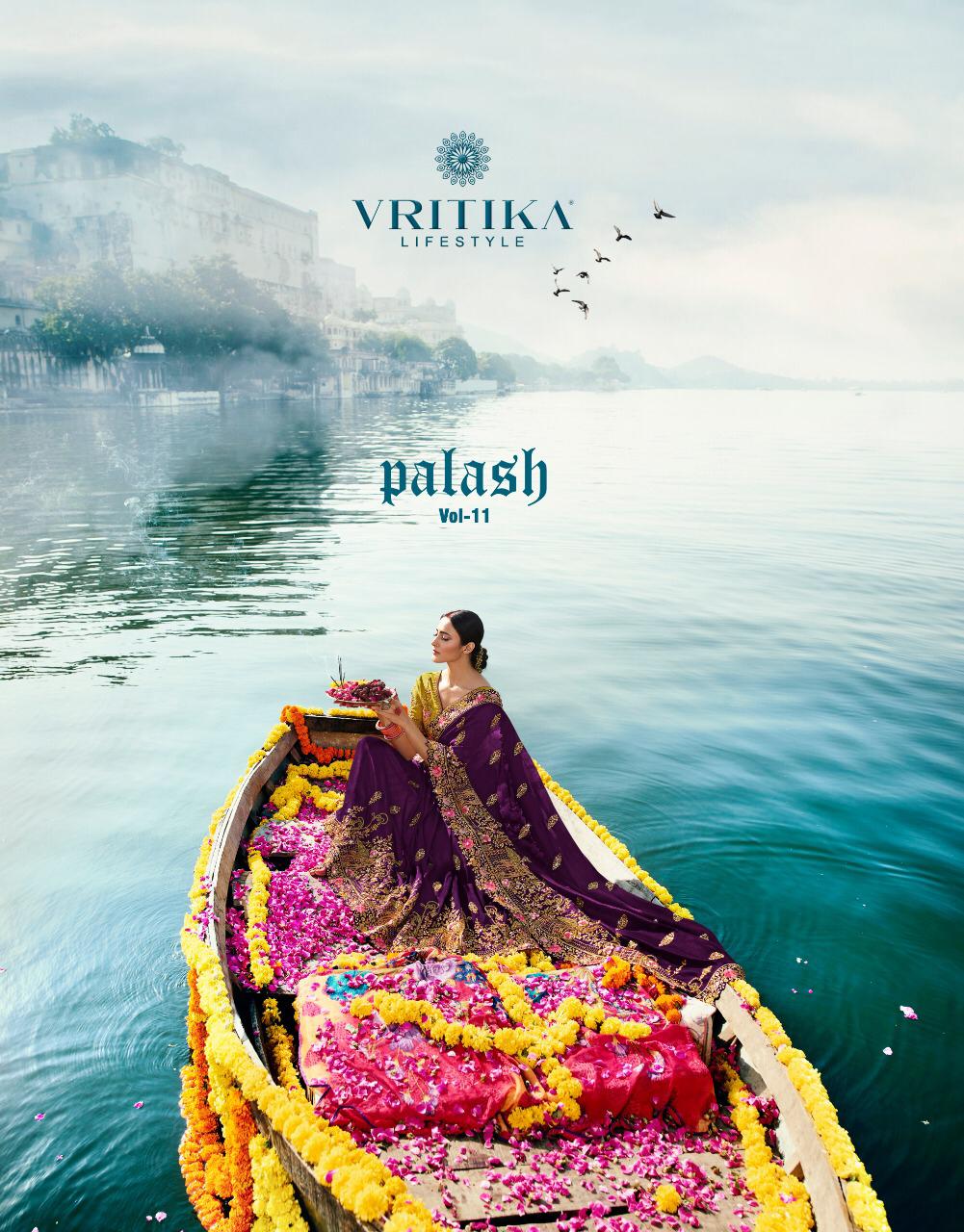 Vritika Palaash Vol 11 Fancy Embroidery Work Party Wear Sare...