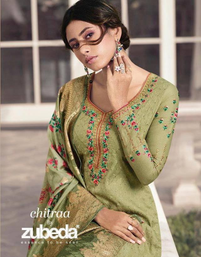 Zubeda Chitraa Tusar Satin Silk With Embroidery Work Dress M...