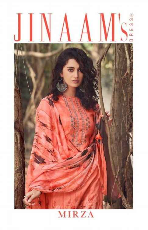 Jinaam Mirza Digital Printed Cotton Satin With Neck Embroide...