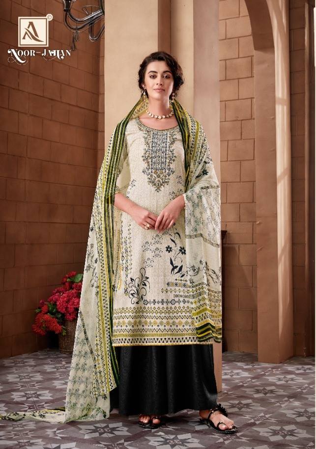 Alok Suits Noor Jahan Lawn Cotton Digital Printed With Embro...